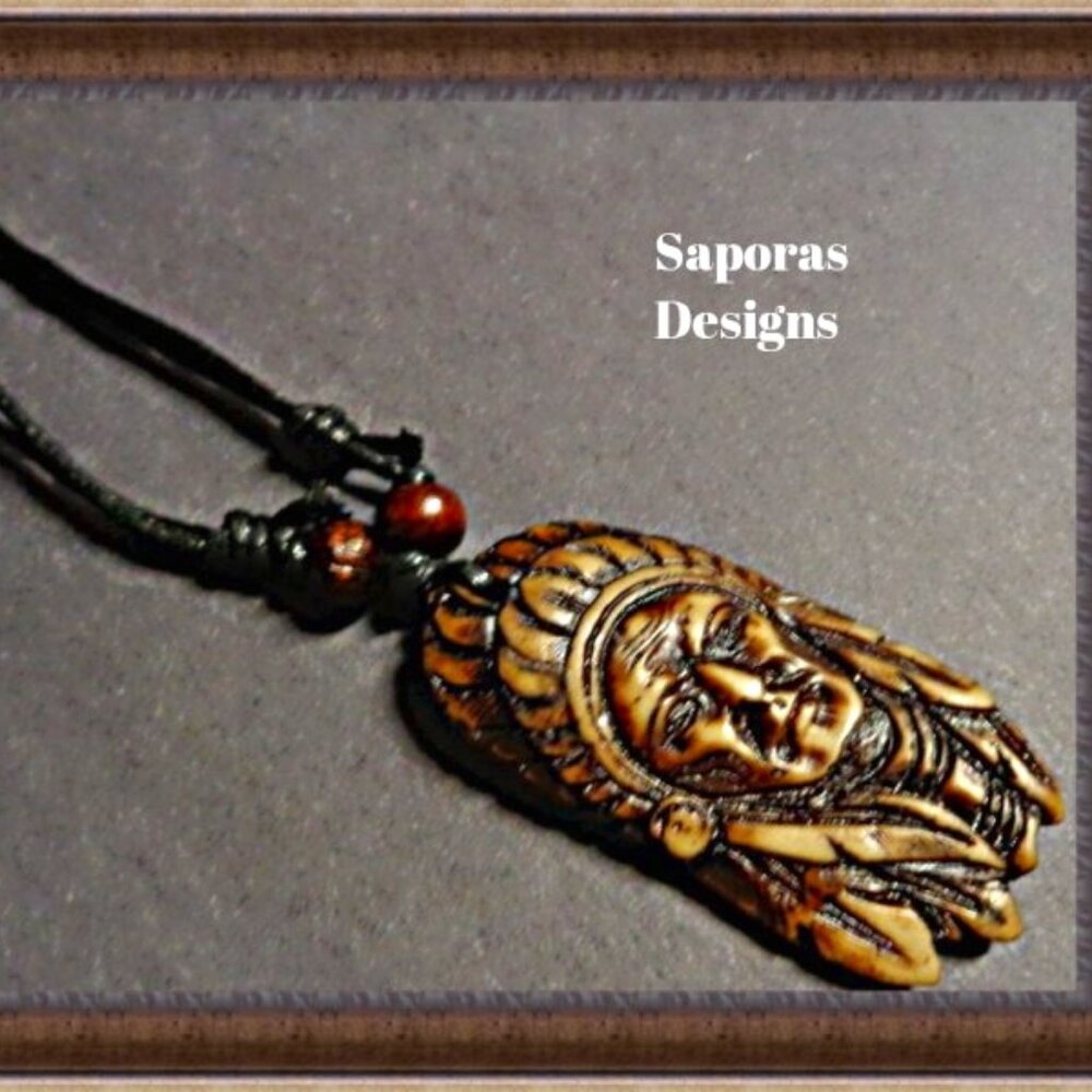 Handmade American Indian Native American Indian Chief Design Necklace Unisex
